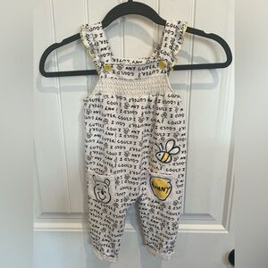 Disney Kids White & Yellow Bee Print Overalls “Could I be any cuter?”